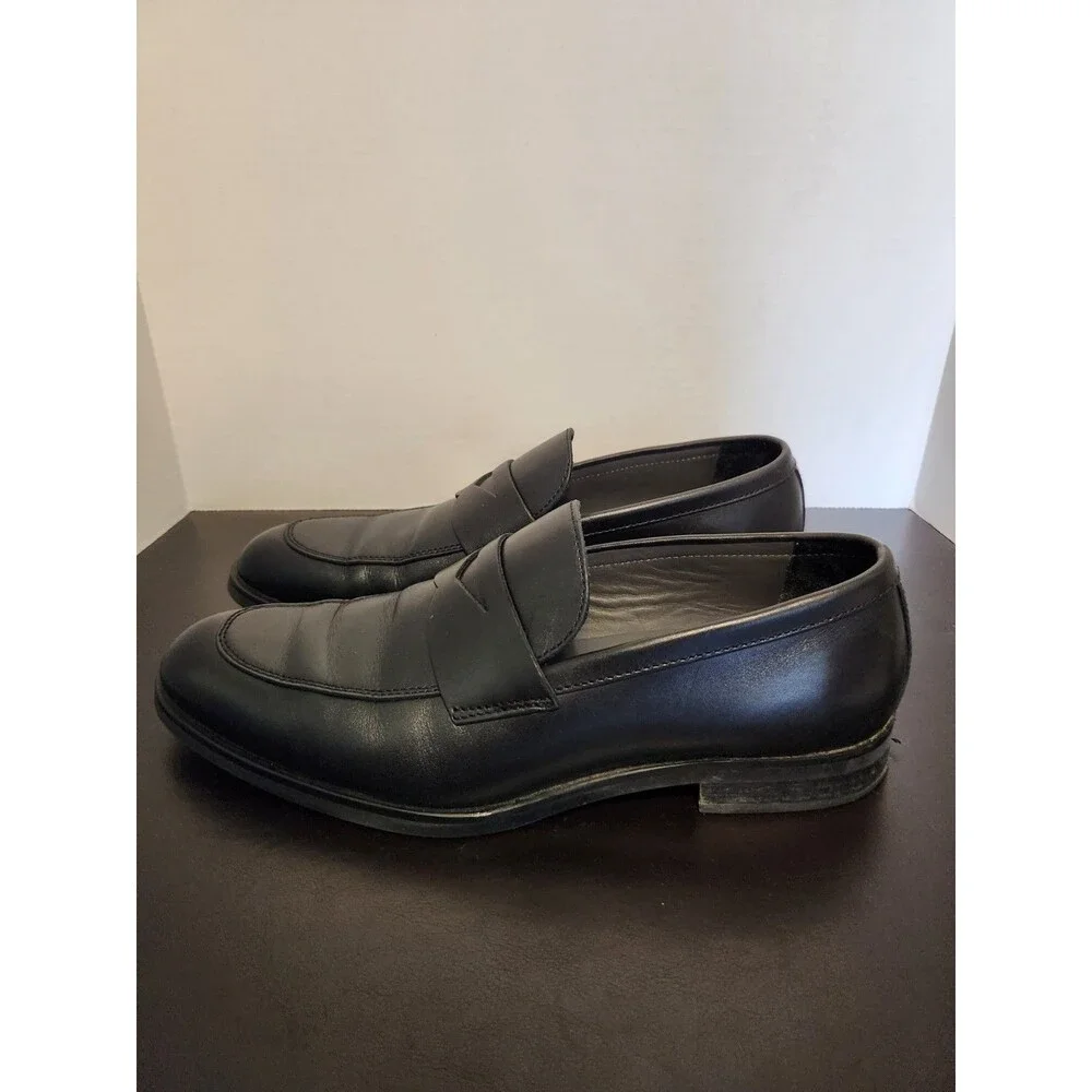 Sz9.5 - Nordstrom Mens Ortholite Black Leather Penny Loafer Dress Shoes